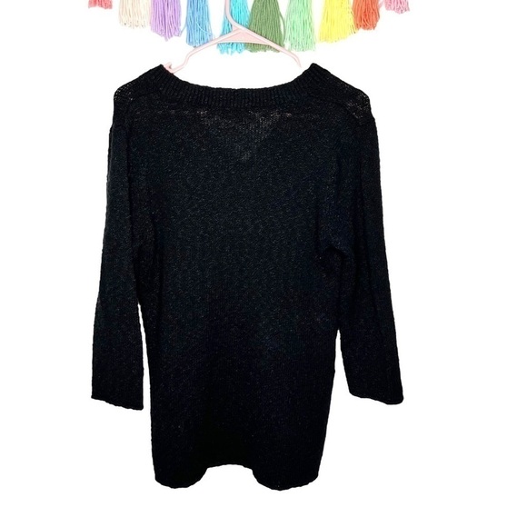 Tommy Bahama Black Knitted 3/4 Sleeve Pull On V-Neck Sweater Size Medium - Picture 5 of 13